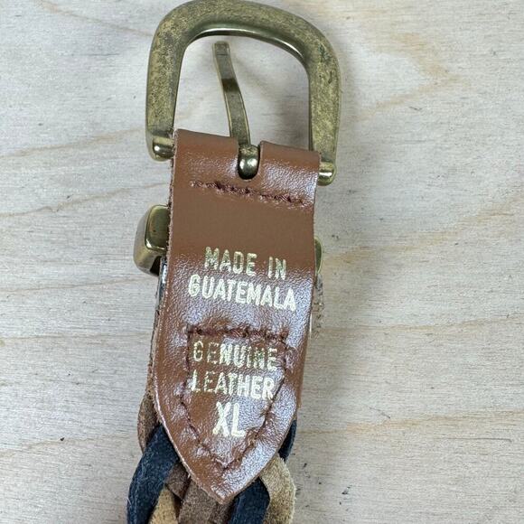 Multicolor Woven Braided Womens Leather Belt Solid Brass Hardware Bohemian XL - Picture 4 of 5